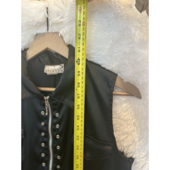 Vintage Y2K Black Satin Goth Jumpsuit Size XL Zip Club Rave Cyber Grunge Punk - Picture 12 of 12